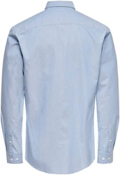 ONLY & SONS Langarmhemd NEIL LIFE ORGANIC OXFORD Hellblau/Blau