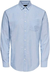 ONLY & SONS Langarmhemd NEIL LIFE ORGANIC OXFORD Hellblau/Blau