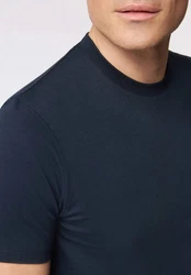 Roy Robson Longshirt Rippkragen Dunkelblau