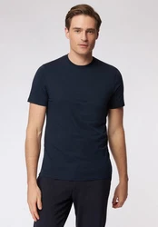 Roy Robson Longshirt Rippkragen Dunkelblau