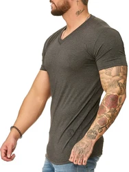 OneRedox Herren T-Shirt V-Neck Hoodie Longsleeve Kurzarm Shirt Sweatshirt Modell 1309 1309C