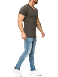 OneRedox Herren T-Shirt V-Neck Hoodie Longsleeve Kurzarm Shirt Sweatshirt Modell 1309 1309C