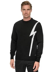 Rusty Neal Strickpullover Schwarz/Rot/Grün/Grau/Creme