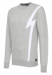 Rusty Neal Strickpullover Grau/Hellgrau/Silber