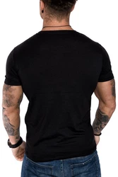 Amaci&Sons T-Shirt LANCASTER Basic Crew Neck Schwarz/Hellblau