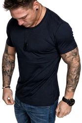 Amaci&Sons T-Shirt LANCASTER Basic Crew Neck Dunkelblau/Hellblau/Schwarz