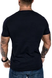 Amaci&Sons T-Shirt LANCASTER Basic Crew Neck Dunkelblau/Hellblau/Schwarz