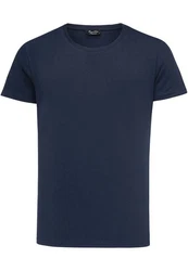 Amaci&Sons T-Shirt LANCASTER Basic Crew Neck Dunkelblau/Hellblau/Schwarz