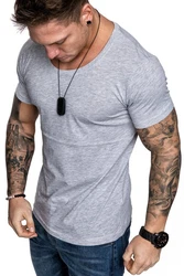 Amaci&Sons T-Shirt LANCASTER Basic Crew Neck Grau/Hellgrau