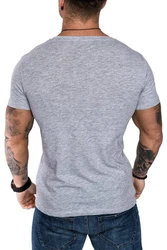Amaci&Sons T-Shirt LANCASTER Basic Crew Neck Grau/Hellgrau