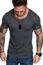 Amaci&Sons T-Shirt LANCASTER Basic Crew Neck Dunkelgrau/Dunkelblau/Hellblau/Grau