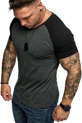 Amaci&Sons Oversize Doppel Farbig Herren Slim-Fit Crew Neck Basic T-Shirt Rundhals (1-0004) Dunkelgrau/Grau/Schwarz