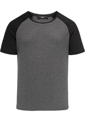 Amaci&Sons Oversize Doppel Farbig Herren Slim-Fit Crew Neck Basic T-Shirt Rundhals (1-0004) Dunkelgrau/Grau/Schwarz