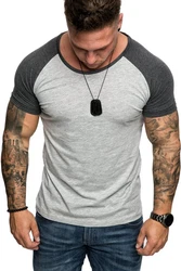 Amaci&Sons Oversize Doppel Farbig Herren Slim-Fit Crew Neck Basic T-Shirt Rundhals (1-0004) Grau/Dunkelgrau/Hellgrau