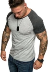 Amaci&Sons Oversize Doppel Farbig Herren Slim-Fit Crew Neck Basic T-Shirt Rundhals (1-0004) Grau/Dunkelgrau/Hellgrau