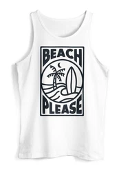 Neverless Tanktop Herren Beach Please Surfing Surfboard Wave Sommer Weiß/Hellblau/Rosa/Orange