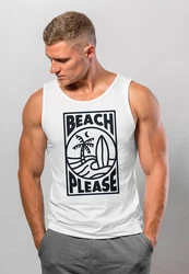 Neverless Tanktop Herren Beach Please Surfing Surfboard Wave Sommer Weiß/Hellblau/Rosa/Orange