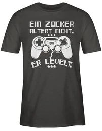 T-Shirt Ein Zocker altert nicht - er levelt wei Nerd Geschenke
