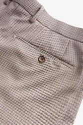 Next Anzughose Slim-Fit Anzug Wollgemisch mit Karos Braun/Beige/Lila/Grau
