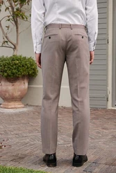 Next Anzughose Slim-Fit Anzug Wollgemisch mit Karos Braun/Beige/Lila/Grau