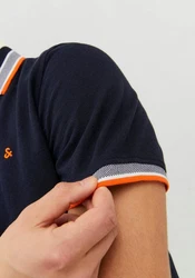 Jack & Jones Poloshirt JJEPAULOS POLO SS NOOS nachtblau/orange/weiß