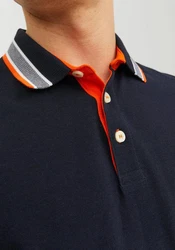 Jack & Jones Poloshirt JJEPAULOS POLO SS NOOS nachtblau/orange/weiß