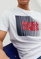 JACK & JONES T-Shirt 'JJCorp' Weiß/Schwarz/Grau/Hellblau/Lila