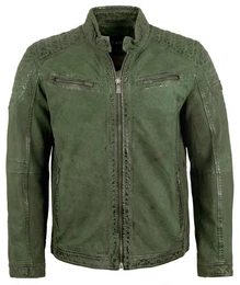 Lederjacke Kennedy - Herren Lederjacke Lammnubuk laubgrn