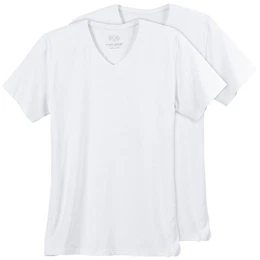 V-Shirt Groe Gren V-Neckb Herren T-Shirt 2er-Pack wei Konvexschnitt