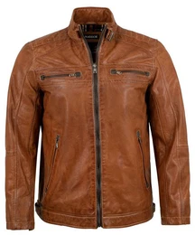 Lederjacke Nathan - Herren Lederjacke Lammnappa cognac antik