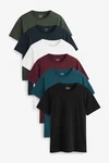 Next T-Shirt (6-tlg) Dunkelrot/Bordeaux/Dunkelblau/Dunkelgrün/Mischfarben/Schwarz