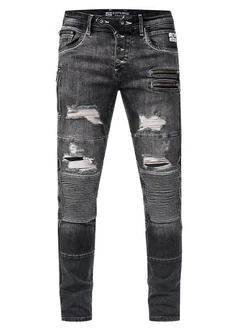 Rusty Neal Slim-fit Jeans MISATO Schwarz/Grau/Dunkelgrau