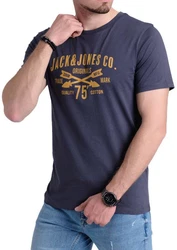 Jack & Jones Print Shirt Logo T-Shirt Blau/Dunkelblau/Schwarz
