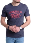 Jack & Jones Print-Shirt T-Shirt mit Aufdruck (Baumwolle) Dunkelblau/Blau Jack & Jones Print-Shirt T-Shirt mit Aufdruck (Baumwolle) Dunkelblau/Blau
