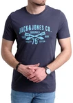 Jack & Jones Print-Shirt T-Shirt mit Aufdruck (Baumwolle) Dunkelblau/Türkis/Blau