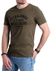 Jack & Jones Print Shirt Logo T-Shirt Dunkelgrün/Lila/Khaki/Blau