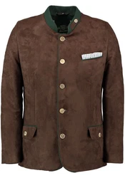 OS-Trachten Trachtenjanker Cromvo Trachtensakko Braun/Dunkelgrün/Beige/Dunkelbraun