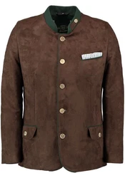 OS-Trachten Trachtenjanker Cromvo Trachtensakko Braun/Dunkelgrün/Beige/Dunkelbraun