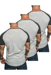 Amaci&Sons T-Shirt OMAHA 3er-Pack Herren Basic Oversize Raglan Hellgrau/Grau/Dunkelgrau
