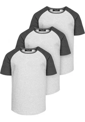 Amaci&Sons T-Shirt OMAHA 3er-Pack Herren Basic Oversize Raglan Hellgrau/Grau/Dunkelgrau