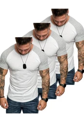 Amaci&Sons T-Shirt OMAHA 3er-Pack Herren Basic Oversize Raglan Weiß/Grau/Creme