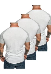 Amaci&Sons T-Shirt OMAHA 3er-Pack Herren Basic Oversize Raglan Weiß/Grau/Creme