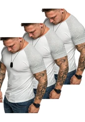 Amaci&Sons T-Shirt OMAHA 3er-Pack Herren Basic Oversize Raglan Weiß/Grau/Creme