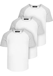 Amaci&Sons T-Shirt OMAHA 3er-Pack Herren Basic Oversize Raglan Weiß/Grau/Creme