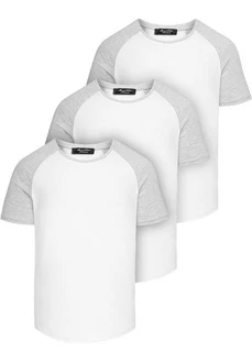 Amaci&Sons T-Shirt OMAHA 3er-Pack Herren Basic Oversize Raglan Weiß/Grau/Creme