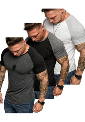 Amaci&Sons T-Shirt OMAHA 3er-Pack Herren Basic Oversize Raglan Dunkelgrau/Grau/Hellgrau/Schwarz