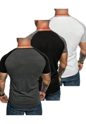 Amaci&Sons T-Shirt OMAHA 3er-Pack Herren Basic Oversize Raglan Dunkelgrau/Grau/Hellgrau/Schwarz