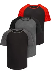 Amaci&Sons T-Shirt OMAHA 3er-Pack Herren Basic Oversize Raglan Lila/Schwarz/Dunkelgrau/Grau/Rot/Mischfarben
