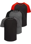 Amaci&Sons T-Shirt OMAHA 3er-Pack Herren Basic Oversize Raglan Lila/Schwarz/Dunkelgrau/Grau/Rot/Mischfarben