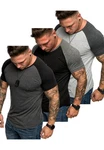 Amaci&Sons T-Shirt OMAHA 3er-Pack Herren Basic Oversize Raglan Dunkelgrau/Grau/Lila/Schwarz